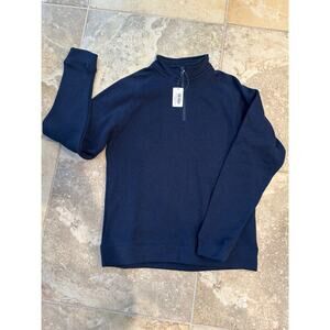 mens navy half zip fleece sweater unbranded 100%‎ polyester Size M